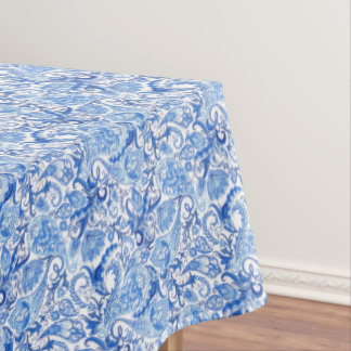 Gorgeous Blue White Floral Paisley Art Pattern Tablecloth