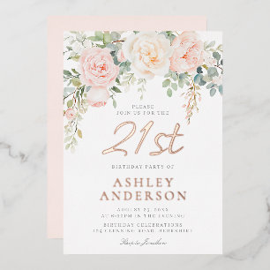 Gorgeous Blush 21st Birthday Party Rose Gold Foil Invitation