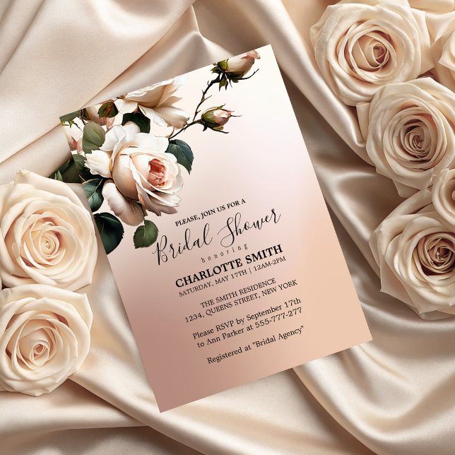 Gorgeous Blush Beige Oil Rose Bridal Shower Invitation (Gorgeous Blush Beige Oil Rose Bridal Shower Invitation)