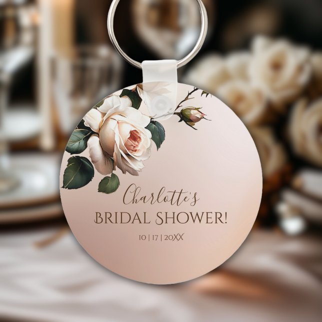 Gorgeous Blush Beige Oil Rose Bridal Shower Keychain (Bridal Shower Keychain)