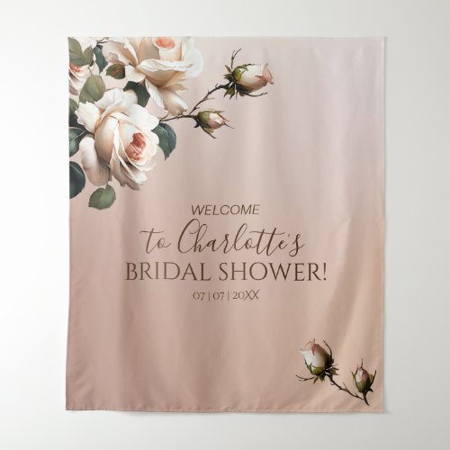 Gorgeous Blush Beige Oil Rose Bridal Shower Tapestry