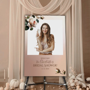Gorgeous Blush Beige Rose Bridal Shower Welcome Foam Board