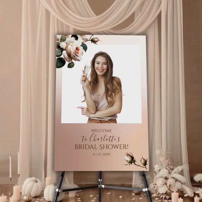 Gorgeous Blush Beige Rose Bridal Shower Welcome Foam Board (Creator Uploaded)