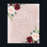Gorgeous Blush Burgundy Budget Wedding Invitation<br><div class="desc">Gorgeous Blush Burgundy Budget Wedding Invitation

Amazing value for those on a budget for their wedding.

Also available as standard invitation and digital - see matching collection below.</div>