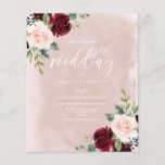 Gorgeous Blush Burgundy Budget Wedding Invitation<br><div class="desc">Gorgeous Blush Burgundy Budget Wedding Invitation

Amazing value for those on a budget for their wedding.

Also available as standard invitation and digital - see matching collection below.</div>