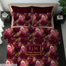 Gorgeous Blush Burgundy Gold Personalized Bedding
