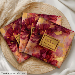 Gorgeous Blush Burgundy Gold Personalized Dinner Cloth Napkin