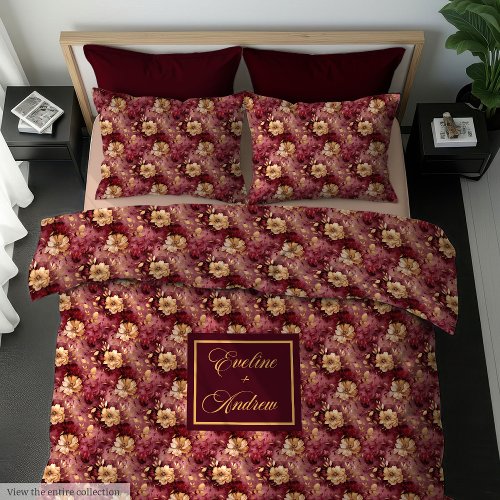 Gorgeous Blush Burgundy Gold Watercolor Floral 