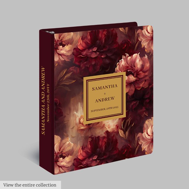 Gorgeous Blush Burgundy Gold Wedding Memory Album 3 Ring Binder (Gorgeous Blush Burgundy Gold Wedding Memory Album 3 Ring Binder)