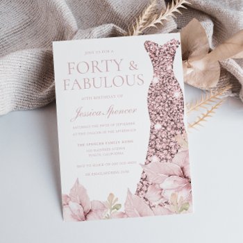 Gorgeous Blush Floral & Dress 40th Birthday Party Invitation by Nicheandnest at Zazzle