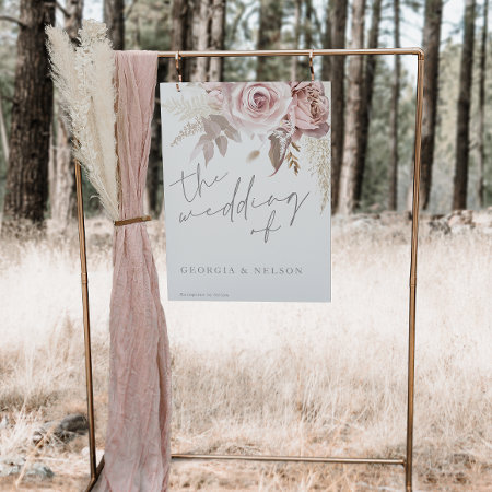Gorgeous Blush Floral Large Wedding Poster Sign