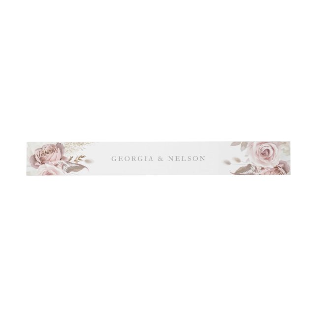 Gorgeous Blush Floral Wedding Invitation Belly Band (Flat)