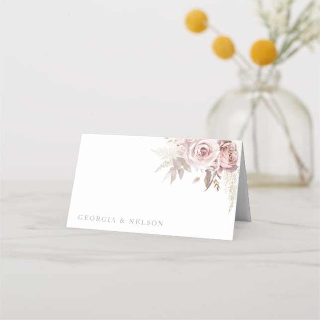 Gorgeous Blush Floral Wedding  Place Card (Front)