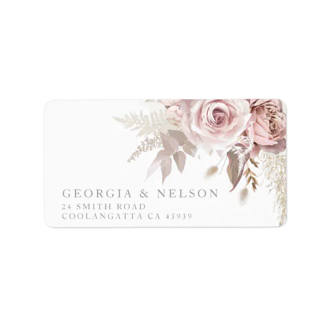 Blush Floral Wedding Return Address Label Zazzle