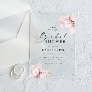 Gorgeous Blush Flower Petals Elegant Bridal Shower Acrylic Invitations