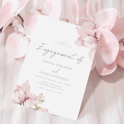 Gorgeous Blush Flowers Engagement Party Invitation