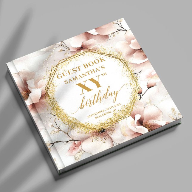 Gorgeous Blush Gold Watercolor Birthday Guest Book (Gorgeous Blush Gold Watercolor Birthday Guest Book

)
