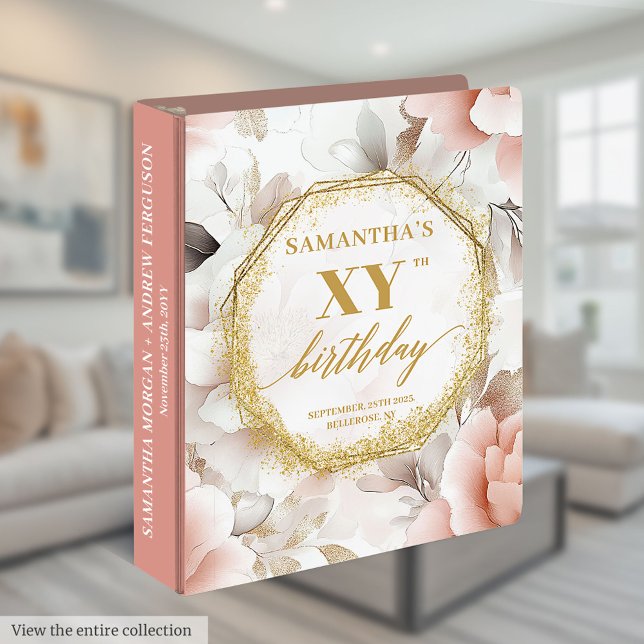 Gorgeous Blush Ivory Gold Birthday Memory Album 3 Ring Binder (Gorgeous Blush Ivory Gold Birthday Memory Album 3 ring binder)
