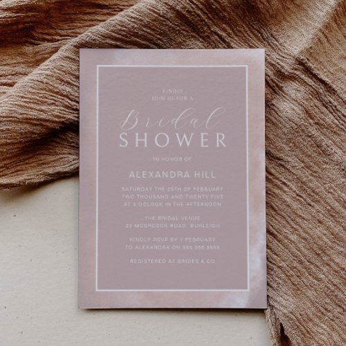 Gorgeous Blush  Mauve Modern Bridal Shower Invitation