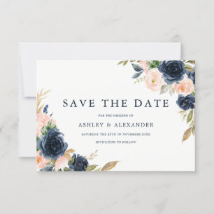 Gorgeous Blush & Navy Floral Wedding Save The Date
