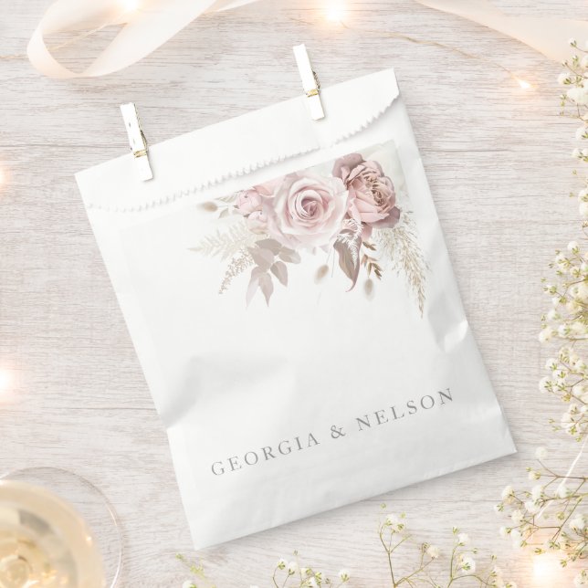 Gorgeous Blush Pink Floral Wedding Favor Bag (Clipped)