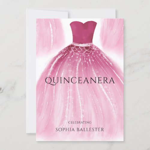 Gorgeous Blush Pink Quinceanera Dress Gown Party Invitation