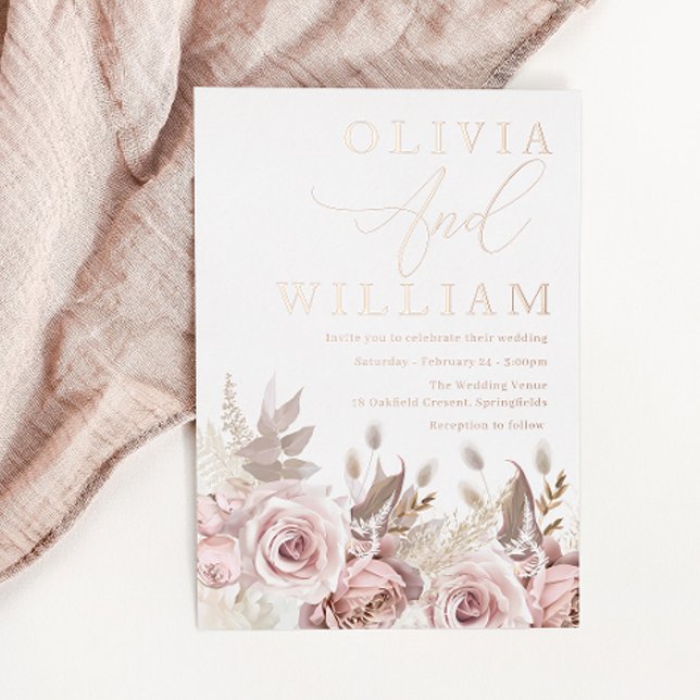 Gorgeous Blush Pink Rose Gold Wedding Foil Invitation (Creator Uploaded)