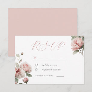 Gorgeous Blush Pink Watercolor Floral Wedding RSVP Card