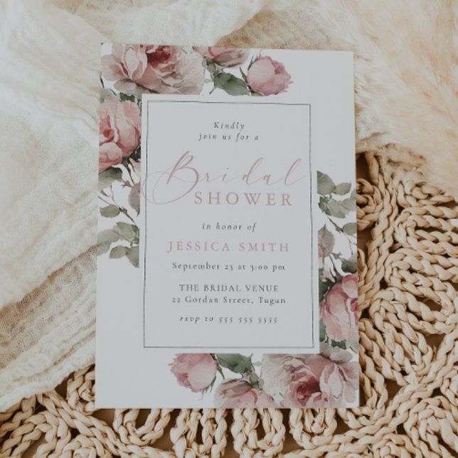 Gorgeous Blush Watercolor Floral Bridal Shower  Invitation (Creator Uploaded)