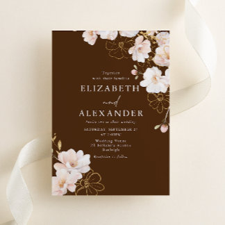 Gorgeous Blush Wildflowers Stunning Wedding Invitation