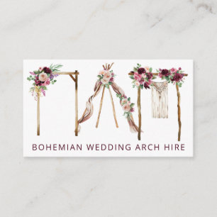 Gorgeous Bohemian Boho Themed Wedding Arch Hire Business Card