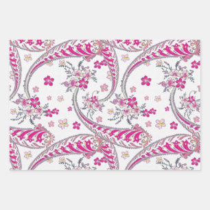 Gorgeous Bohemian Paisley Pink Art Design Wrapping Paper Sheets