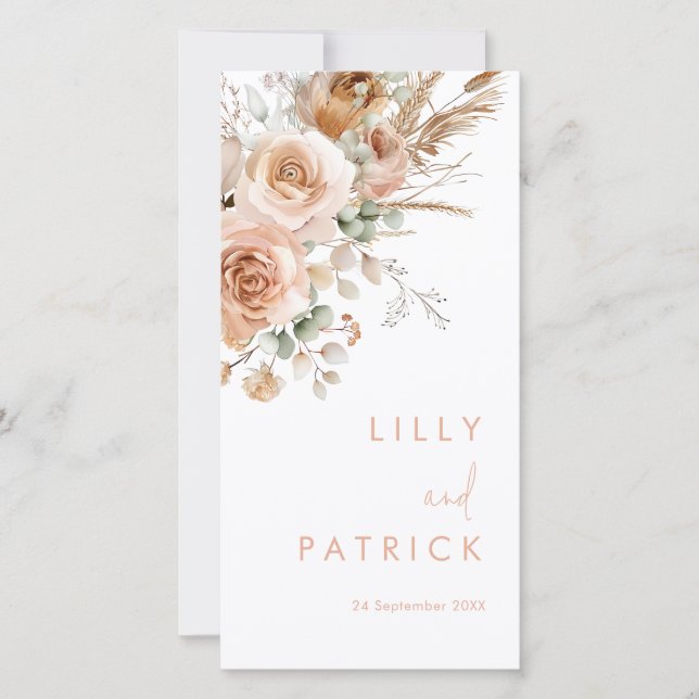 Gorgeous Boho Floral Wedding Program (Front)