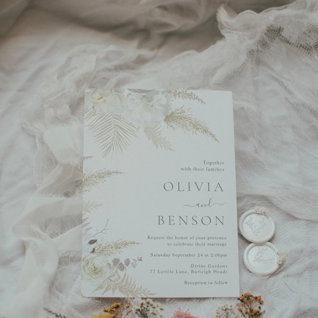Gorgeous Boho & Ivory Floral Wedding  Invitation (Creator Uploaded)