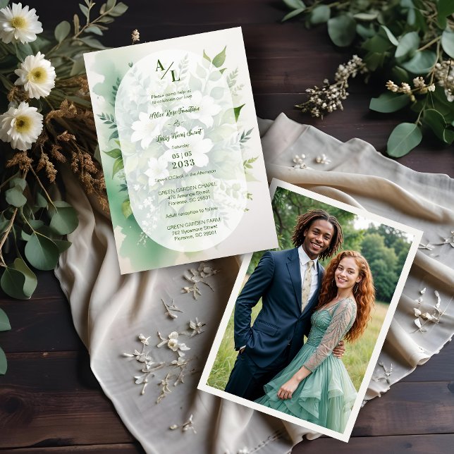 Gorgeous Boho Translucent Oval Exuberant Greenery Invitation (Gorgeous Boho Translucent Oval Overlay Exuberant Greenery Wedding Photo Invitations Cards.)