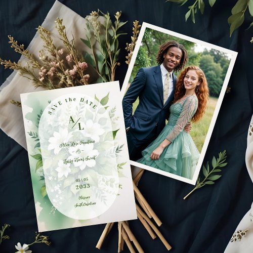 Gorgeous Boho Translucent Oval Exuberant Greenery Save The Date