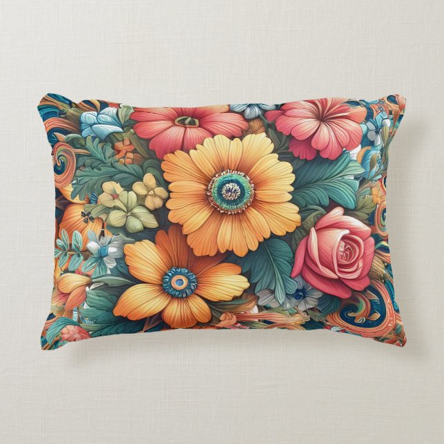 Gorgeous Bouquet of Flowers Accent Pillow (Front)