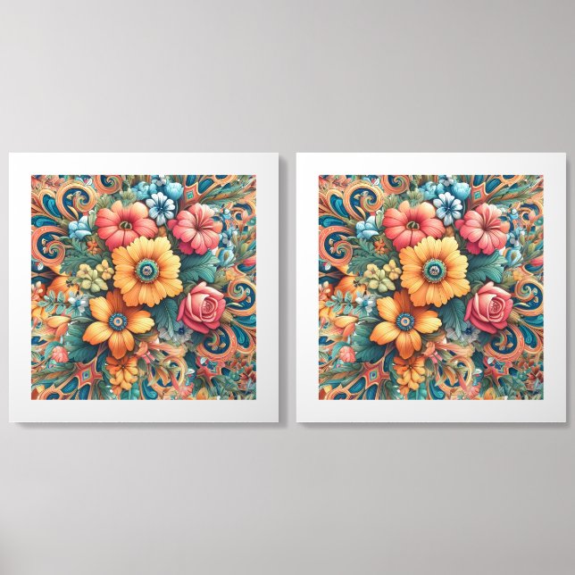 Gorgeous Bouquet of Flowers Acrylic Photo Tile (Front Set)