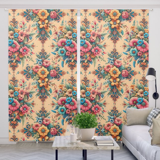 Gorgeous Bouquet of Flowers Blackout Curtains (Living Room)