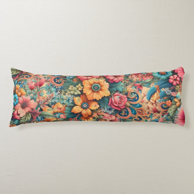 Gorgeous Bouquet of Flowers Body Pillow (Front)