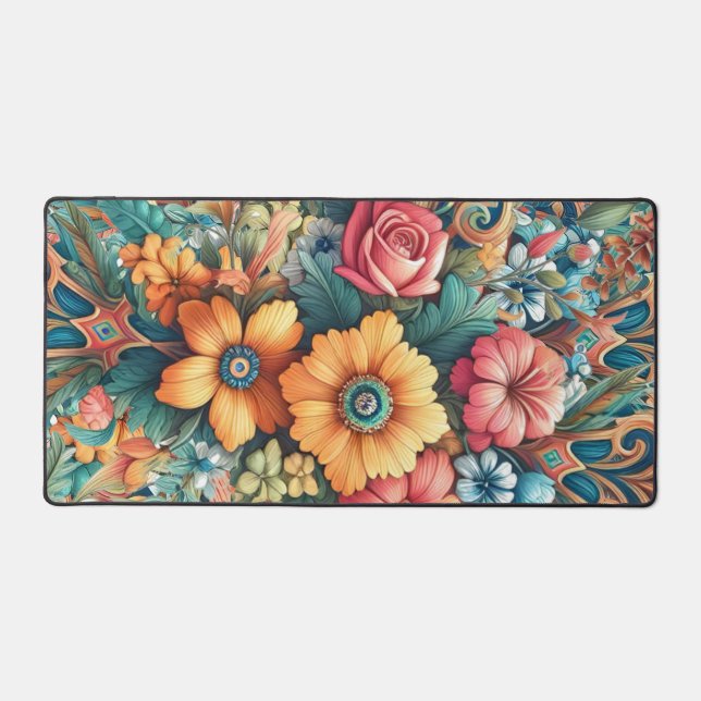 Gorgeous Bouquet of Flowers Desk Mat (Front)