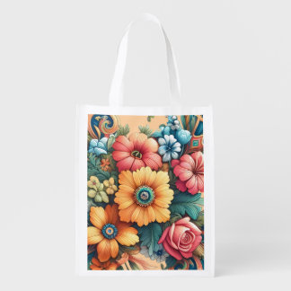 Gorgeous Bouquet of Flowers Grocery Bag
