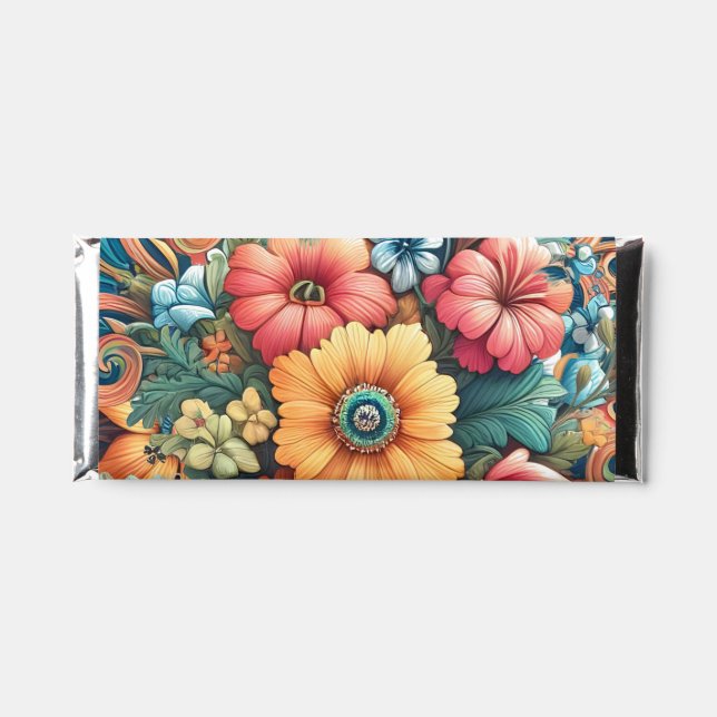 Gorgeous Bouquet of Flowers Hershey Bar Favors (Front)