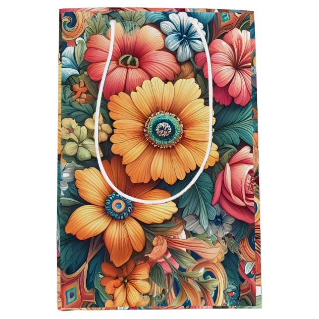 Gorgeous Bouquet of Flowers Medium Gift Bag (Front)