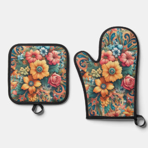 Gorgeous Bouquet of Flowers Oven Mitt & Pot Holder Set