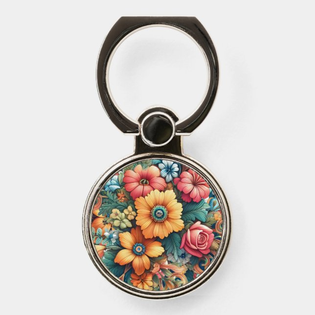 Gorgeous Bouquet of Flowers Phone Ring Stand (Front)