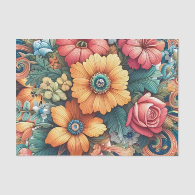 Gorgeous Bouquet of Flowers Tissue Paper (Front)