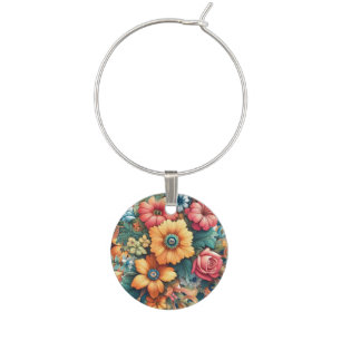 Gorgeous Bouquet of Flowers Wine Charm