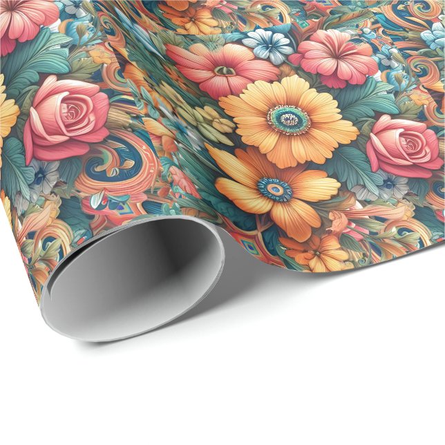 Gorgeous Bouquet of Flowers Wrapping Paper (Roll Corner)