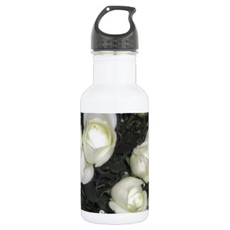 GORGEOUS BOUQUET OF WHITE ROSES STAINLESS STEEL WATER BOTTLE